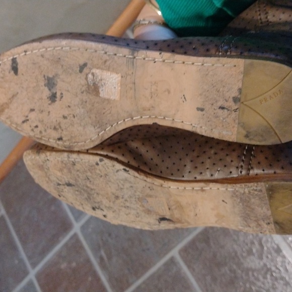 Prada Brown silver metal logo under the knee leather cut out boots size37.5 - Picture 6 of 11